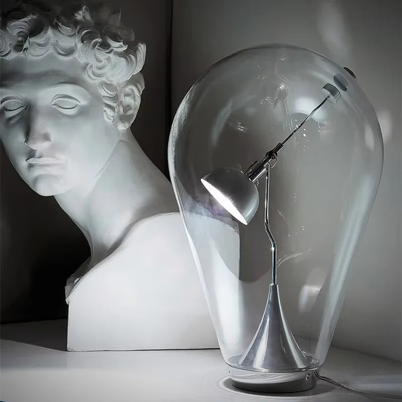 GLOW - Lampe à poser Led - Chrome et verre transparent